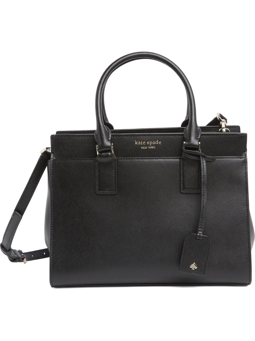 kate spade Black Saffiano Leather Medium Satchel with Detachable Strap